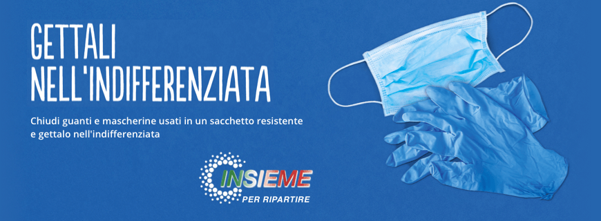 Guanti e mascherine nell'indifferenziata